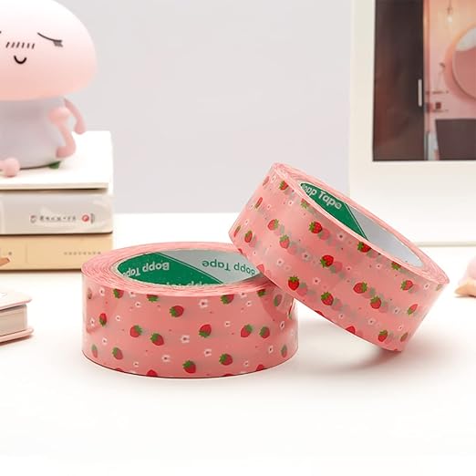 Designer Cute Packing Tape, Colorful Printing Shipping Tape, Carton Decorative Tape for Sealing Boxes, Strawberry, 1.77" x 110 yd