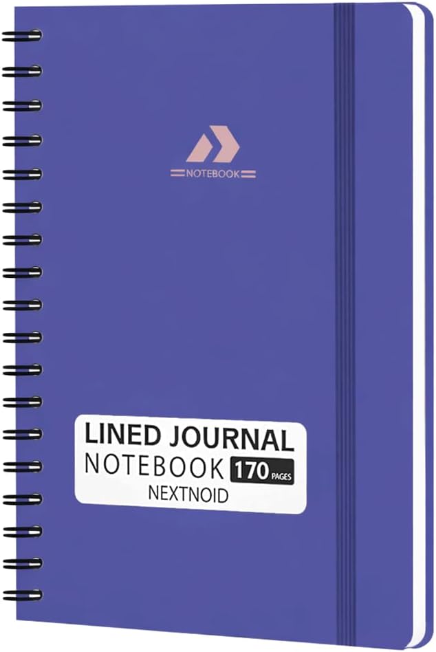 Nextnoid Lined Spiral Notebook Journal For Women & Men - A5(5.8" x 8.3") 170 Pages, Hardcover Notebooks for Work & Note Taking, College Ruled Journals for Writing - Violet Blue
