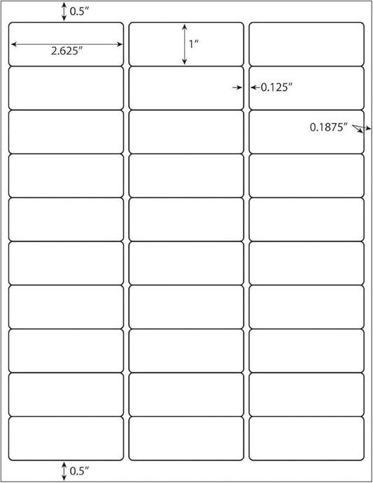 1" X 2-5/8" Address Labels 30 Per Sheet Sticker Paper for Laser and Inkjet Printers, 8.5"×11" White- 6000 Labels