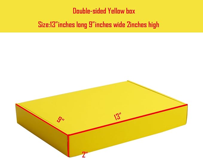 Yellow Shipping Packaging Boxes Mailers E-Commerce Packing 20Pcs13×9×2 Inch | Corrugated cardboard Wraps,flat pre-folded easy assembly,online store daily shipping parcels,gifts boxes,cross-border mailing