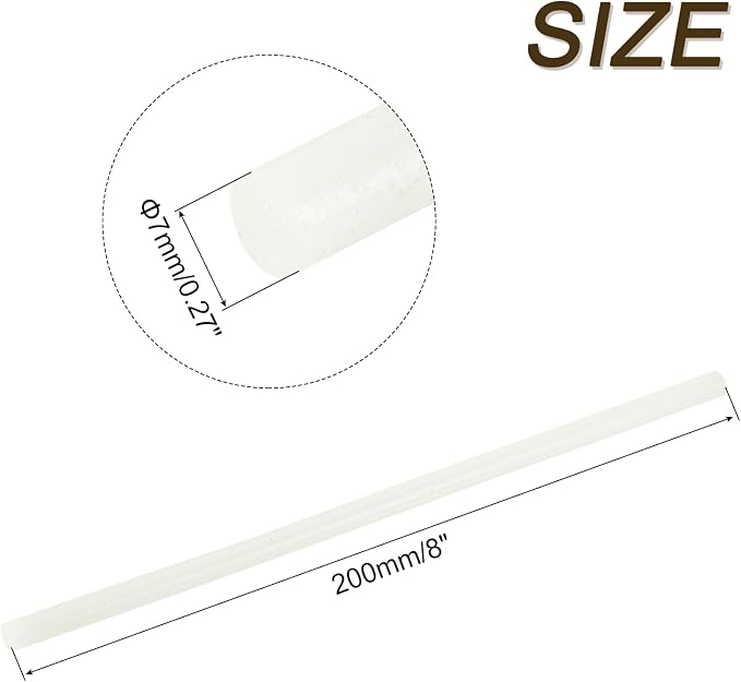 uxcell 30pcs Full Size Hot Glue Gun Sticks 8-inch x 0.27-inch High Sticky Small Hot Glue Sticks for Glue Gun, Glitter White