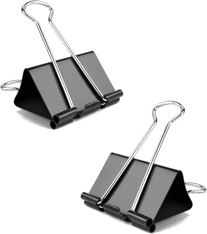 Small Binder Clips, 144 Pack, 3/4 Inch, 0.75 Inch, Standard 19mm, Black, Metal Paper Clips, Fold Clamp, Office Clips, School & Home Use