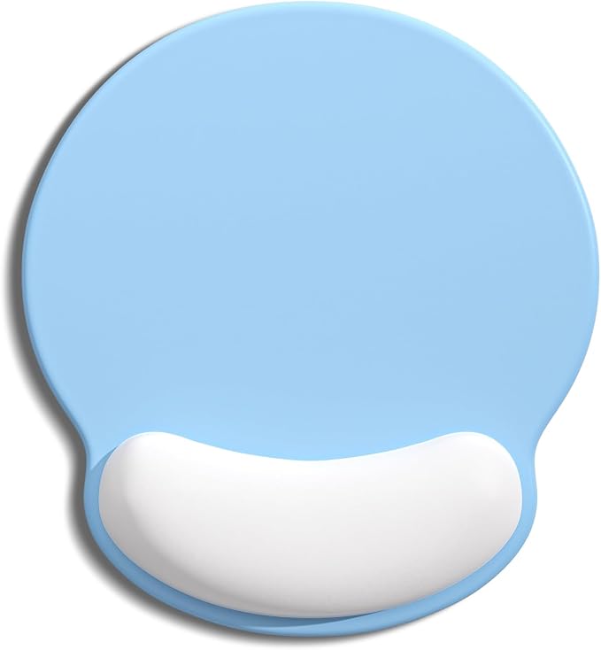 Auhoahsil Ergonomic Mouse Pad with Wrist Rest, Comfortable Silicone Non-Slip Computer Pain Relief Gel Mouse Mat with Wrist Support for Gaming, Work, Office, Women & Men, Cute Pattern, Blue White