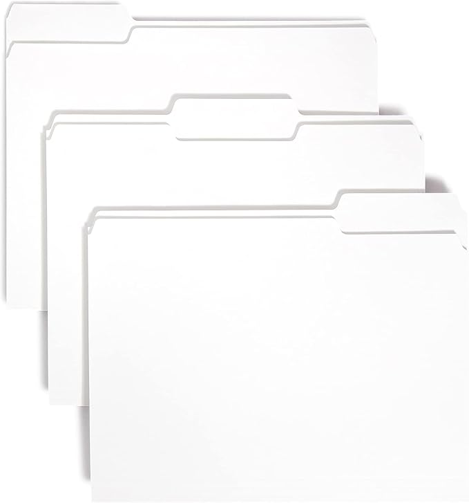 Smead Standard File Folders, White, 1/3-Cut Tabs, Letter Size (12843)| (Pack of 500)
