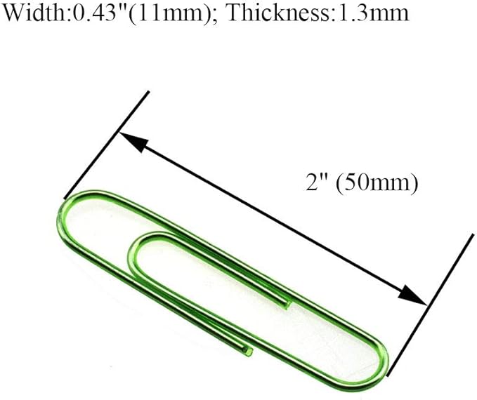 HAHIYO Paper Clips Large 2 inches Length Green Paperclips Vinyl Coated Prevent Scratching Tearing The Pages Sturdy for Bookmark Organize Home Office School 80 Pack