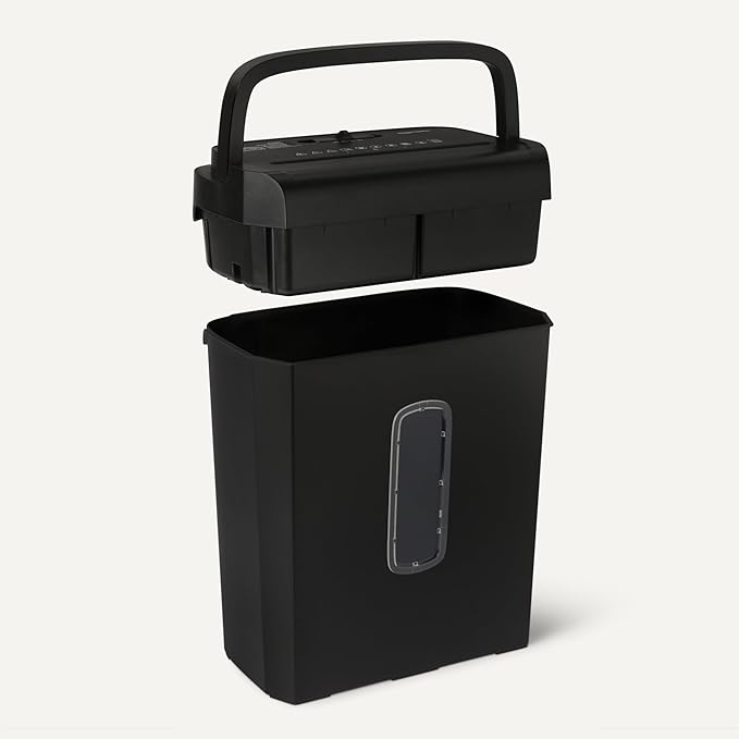 Amazon Basics 6-Sheet Cross-Cut Paper Shredder and Credit Card Shredder, 3.7 Gallon, Black