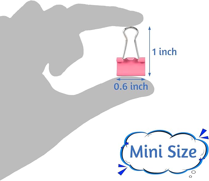 120 Pack Mini Binder Clips, Color Binder Clips, Small Paper Clips 15mm 5/8 Inch. Micro Size Office Clips for Home School Office and Business.