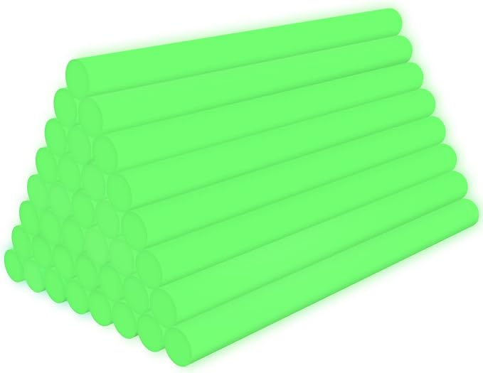 Glow in The Dark Hot Glue Sticks Bulk, 36 Pack Mini Hot Glue Sticks for Crafting, Christmas Decoration, Art, DIY, Small Size 4" Long x 0.27" Dia for Low and High Temp