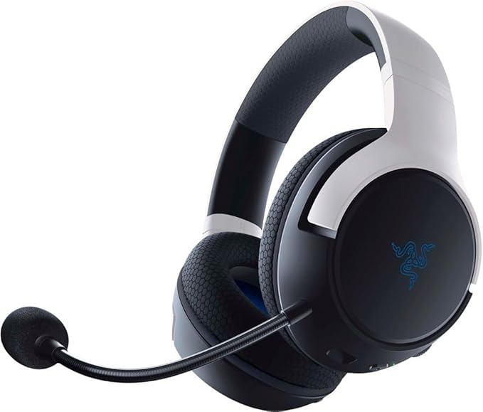 Razer Kaira Dual Wireless Gaming Headset for PlayStation 5 / PS5, PC, Mobile, PS4: Triforce 50mm Drivers - HyperClear Cardioid Mic - 2.4GHz and Bluetooth w/SmartSwitch - EQ Toggle - White/Black