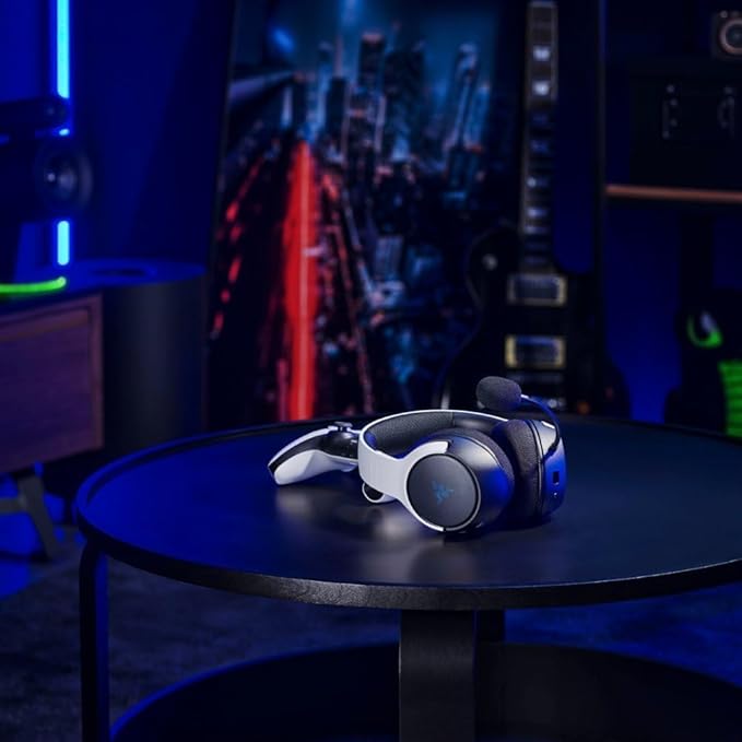 Razer Kaira Dual Wireless Gaming Headset for PlayStation 5 / PS5, PC, Mobile, PS4: Triforce 50mm Drivers - HyperClear Cardioid Mic - 2.4GHz and Bluetooth w/SmartSwitch - EQ Toggle - White/Black