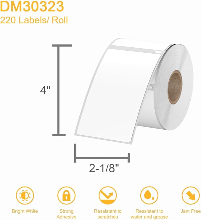 2640 Pcs/3-Proof 1" Core Labelebal Compatible with DYMO 30323,2-1/8" x 4"(54mm x 101mm) Direct Thermal Labels, Shipping Replacement Labels Compatible for DYMO LabelWriter Printer (NOT for 550,5XL)