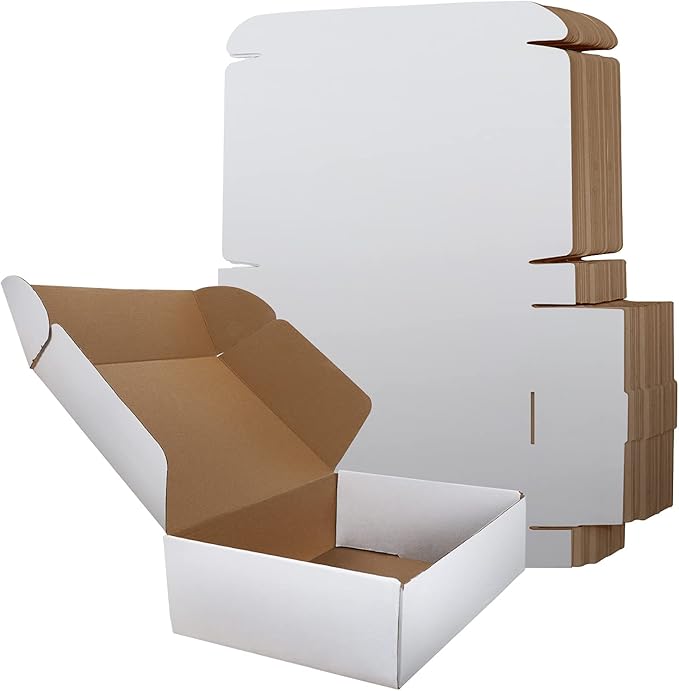 RLAVBL 12x9x3 Inches Shipping Boxes Set of 20, White Corrugated Cardboard Box, Mailer Boxes for Packing Small Business