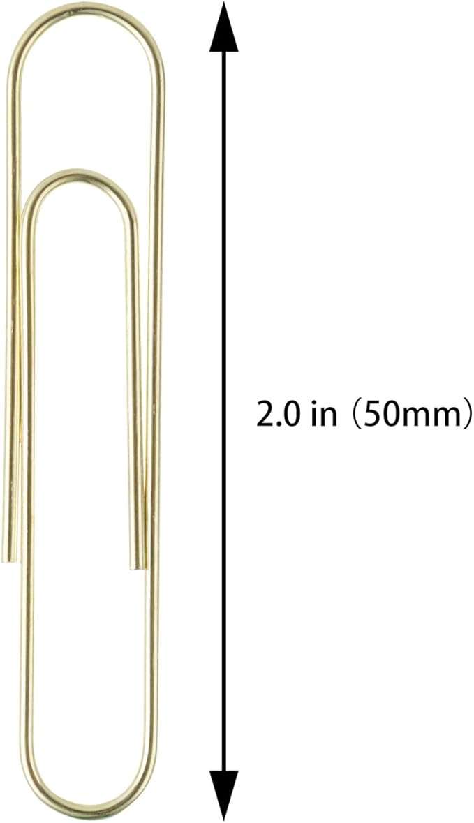 Large Paper Clips, Gold Paper Clips, 2 Inch Paper Clip, Jumbo Paperclips 100/Pack