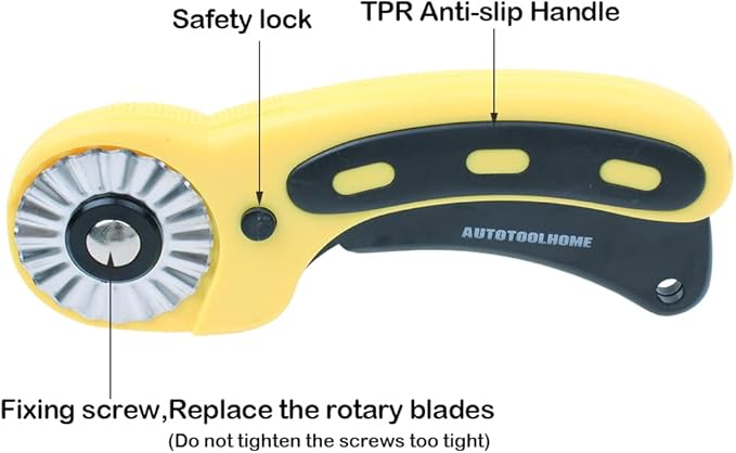 AUTOTOOLHOME 45mm Rotary Cutter Set with 9 Pack Replacement Rotary Blades Skip Rotary Blades Pinking Rotary Blades for Sewing Fabric Leather Quilting Cutter Paper Perforating Tool