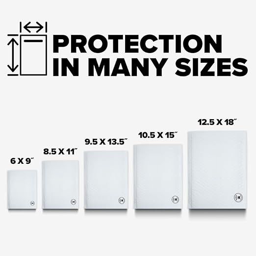 Scotch Poly Bubble Mailer, White, Large, Size 5, Inside Dimensions 10.5 IN x 15 IN, made with 50% recycled plastic