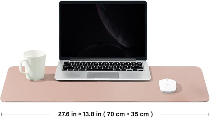Leather Desk Mat - Non-Slip PU Desk Pad for Office and Home - Desk Organization and Accessories - Ideal for Large Mouse Pad and Desk Mats on Top of Desks (Pink,27.6"x 13.8")