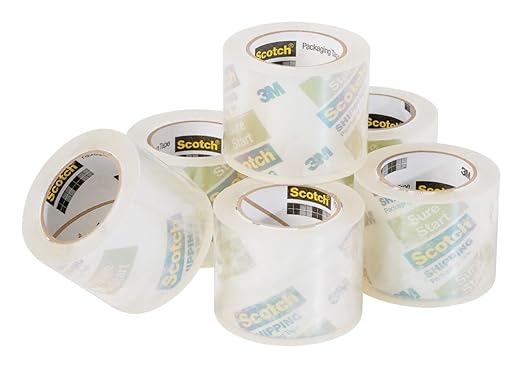 Scotch Sure Start Packing Tape 6-Pack, 1.88″ x 25 yd Rolls – Quiet Easy Unwind, Strong Seal for Shipping & Moving Boxes, No Splitting or Tearing, Clear Adhesive Tape Refill for Packing/Mailing