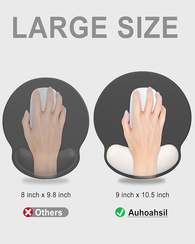 Auhoahsil Ergonomic Mouse Pad with Wrist Rest, Comfortable Silicone Non-Slip Computer Pain Relief Gel Mouse Mat with Wrist Support for Gaming, Work, Office, Women & Men, Cute Pattern, Gray Beige