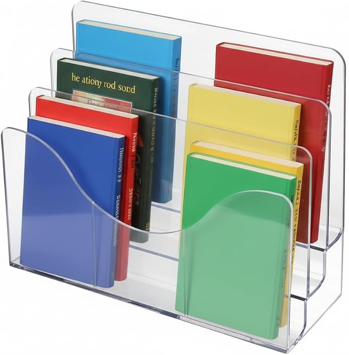 Azar Displays 250099 Three Tier File and Brochure Desktop Wall Organizer Holder with Dividers, Brochure Display Stand, Acrylic File Holder, Clear, 8.5" x 11"