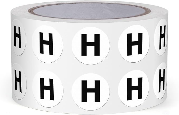 Letter H Round Labels 0.5 Inch Vinyl Circle Capital Alphabet Stickers Self-Adhesive Removable Waterproof Dots Tags for Home Office Inventory 1000 PCS | Self-Adhesive, Removable, Waterproof, Circle Capital Dots Tags, for Home Office Inventory Classroom