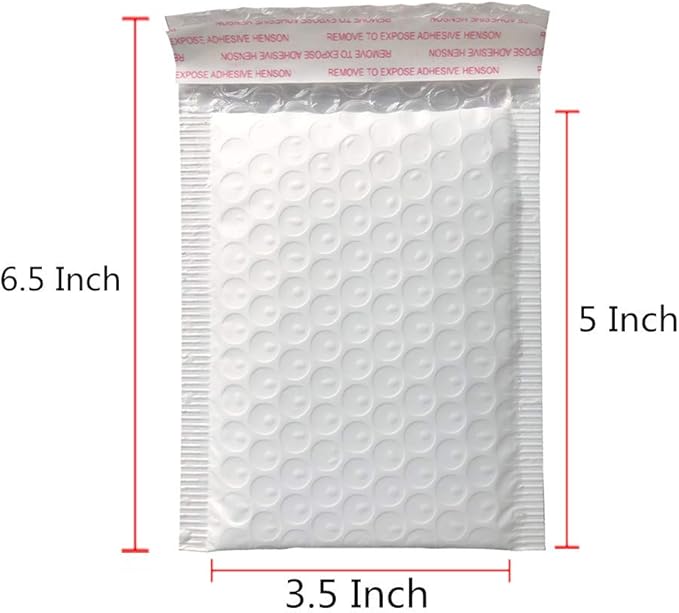 3.5x5 Inch White Poly Bubble Mailers Padded Envelopes, Self-Sealing Shipping Bags 50 Pack