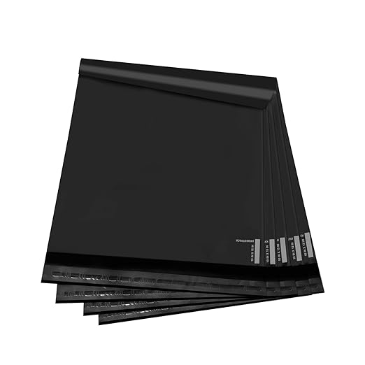 KKBESTPACK 50 Large Poly Mailers 10x13 Shipping Bags for Small Business – Self Sealing Package Envelopes Black