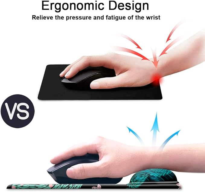 Mouse Pad with Wrist Support, Non Slip Mousepad Wrist Rest for Office, Computer, Laptop & Mac- Durable & Comfortable & Lightweight Ergonomic Support Mouse Mat Cute Cactus