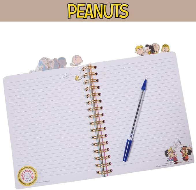 Peanuts Gang Journal Notebook, Spiral Bound, 144 Lined Pages, 8 x 7 inches – Peanuts Snoopy Charlie Brown | Snoopy School Supplies & Stationery Office Decor 144 Lined Pages, Vinyl Cover, 8 x 7 Notebook for Journaling, Planning, Write