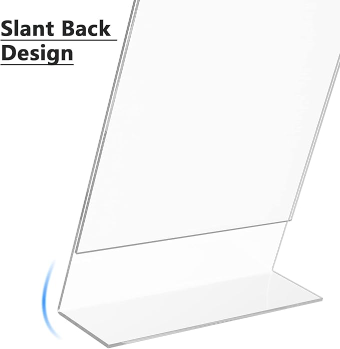MaxGear Acrylic Sign Holder 8.5 X 11, Plastic Paper Holder With Vertical Slanted Back, Picture Photo Frames Display Stand Flyer and Document Organizer for Office Desktop Use, 30 Pack