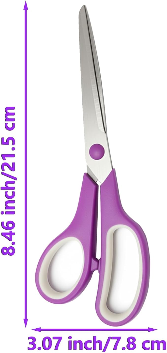 Purple Scissors for Office School Home Craft Sewing Fabric, All Purpose Scissors 8 Inch (1 Pack)
