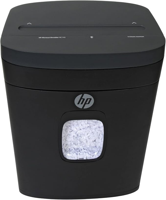 HP - Micro Cut Paper Shredder, 14-Sheet with Slide Top for Office | Micro Cut High Security Shredding, Slide Top Design, Pullout Basket, Rolling Casters, Home And Office Use