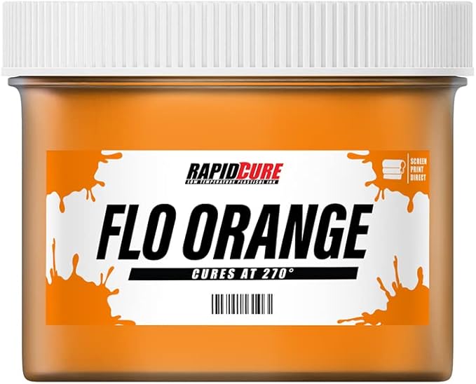 Rapid Cure® Screen Printing Ink Fluorescent Orange (8oz.) - Plastisol Ink for Screen Printing, Fast Curing Fabric Paint - Screen Print Direct®, USA Made