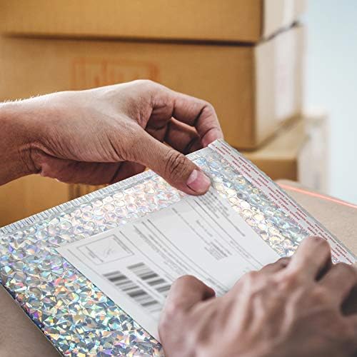 Outus 30 Pcs 7 x 11 Inch Holographic Bubble Mailers Waterproof Padded Shipping Envelopes Cute Bubble Padded Self Sealing Cushion Envelopes for Mailing Shipping Packing