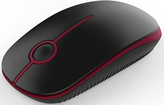 VssoPlor Wireless Mouse, 2.4G Computer Laptop Mouse, Black and Wine Red | Slim Portable Mouse, Plug & Play USB Nano Receiver, Quiet Silent Optical Mice for Notebook, PC, Laptop, Computer
