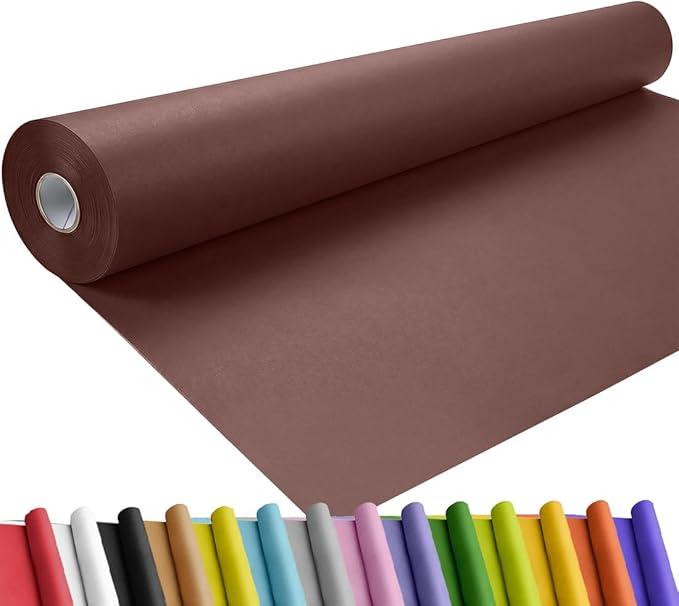 SMART&CASUAL 48" x 1,500" (125') Coffee Kraft Craft Paper Roll for Gift Wrapping Bulletin Board Bouquet Flower Kids Art Packing Parcel Table Covering 80GSM 55LB (Coffee, 48" x 125')