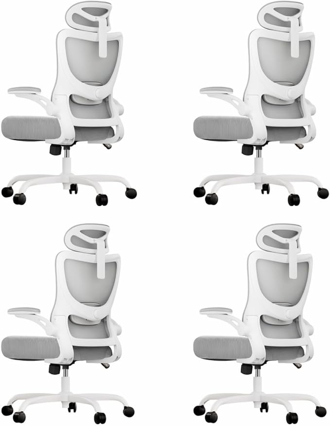 Marsail Ergonomic Office Chair with 3D Armrests, Pack of 4 | Office Desk Chair with High Back Mesh, Adjustable Lumbar Support, Rolling Work Swivel Task Chairs with Wheel, Headrest, home