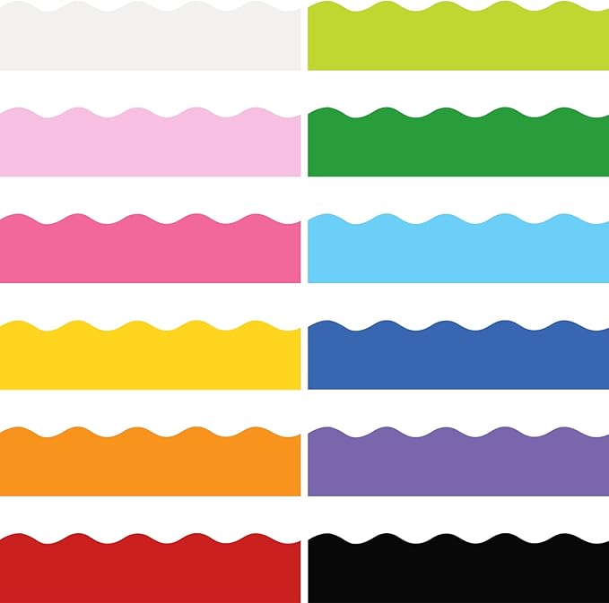 Containlol 236ft Colorful Bulletin Board Decoration, Spring Classroom Bulletin Board Borders, Bright Scalloped Trim for School Office Poster Chalkboard Whiteboard Wall Decor
