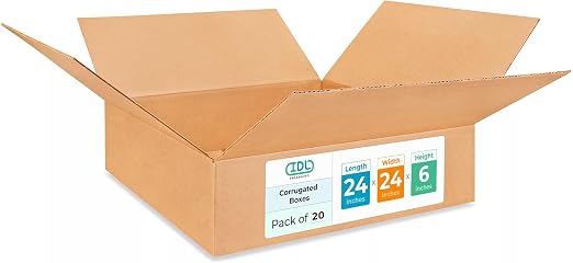 Large Shipping & Moving Boxes 24"L x 24"W x 6"H (20-Pack) - Extra Strength 200 lb vs Regular - Corrugated Large Shipping Boxes for UPS, FEDEX - Cardboard Packing Box by IDL Packaging | Extra Strength 200 lb vs Regular - Corrugated Large Shipping Boxes ...
