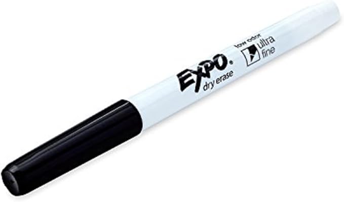 EXPO Low-Odor Dry Erase Markers, Ultra-Fine Tip, Black, 4 Count (Pack of 2)