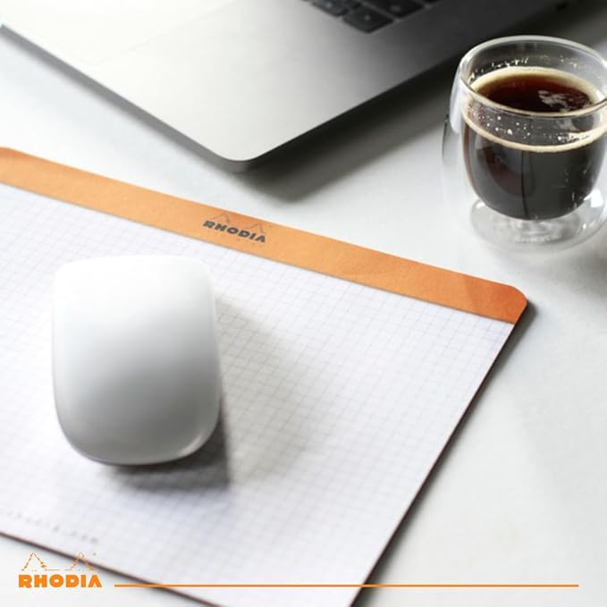 Rhodia 19410C - Mouse Mat Notepad, 19x23cm, Squared, 30 Detachable Sheets, Clairefontaine Paper 80g, Non-Slip Base