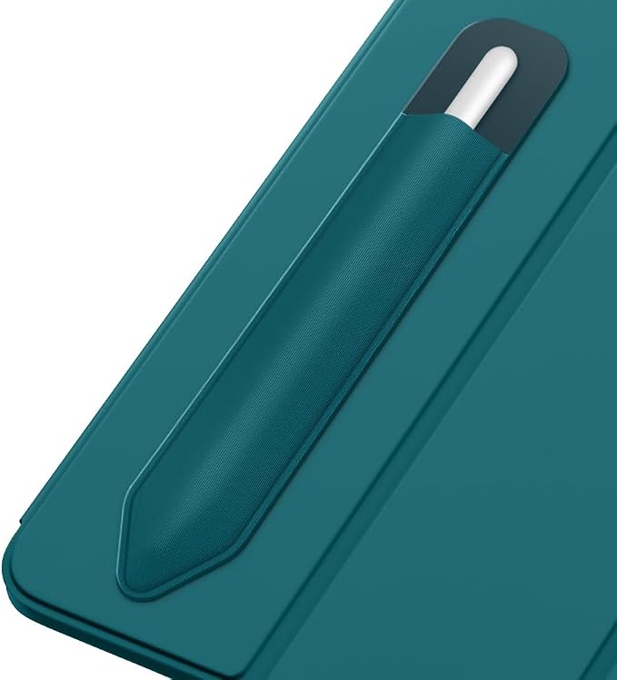 MoKo Adhesive Pencil Case Holder Sticker for Apple Pencil, Midnight Green | Elastic Pencil Pocket Pouch, Adhesive Sleeve, Attached to iPad Case, For Pro/USB-C/1st/2nd Gen and Similarly Stylus Pens