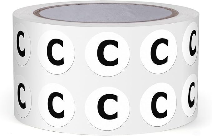 Letter C Round Labels 0.5 Inch Vinyl Circle Capital Alphabet Stickers Self-Adhesive Removable Waterproof Dots Tags for Home Office Inventory 1000 PCS | Self-Adhesive, Removable, Waterproof, Circle Capital Dots Tags, for Home Office Inventory Classroom