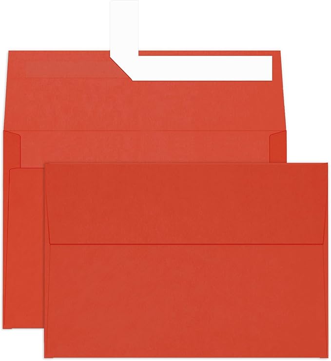 Red A4 Envelopes Self Seal 100 Pack, 120 GSM Printable Goefun 4.25 x 6.25 Invitation Envelopes for 4x6 Cards, Photos, Invitations, Weddings, Graduation, Baby Shower, and Various Holidays