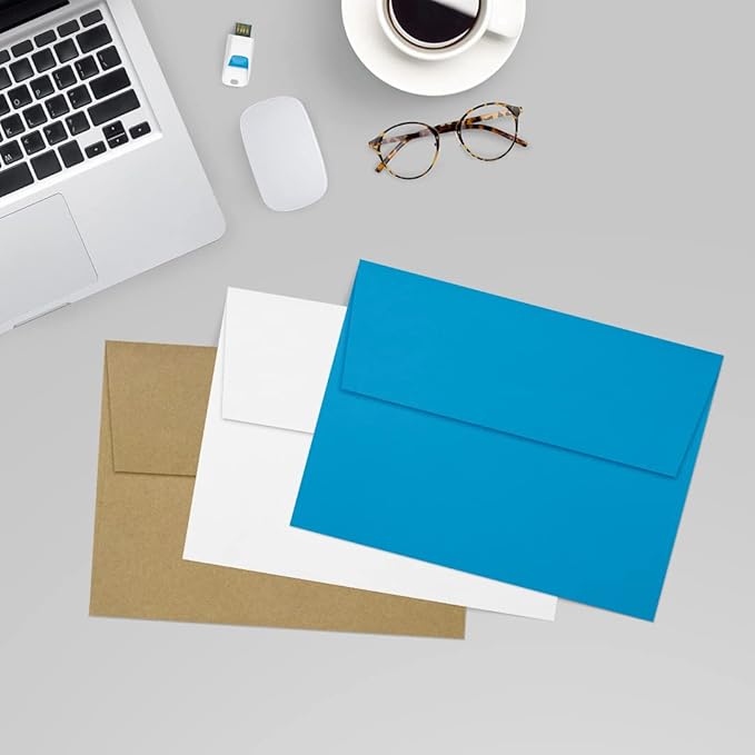 LUXPaper A7 Invitation Envelopes | Peel & Press | 5 1/4" x 7 1/4" | Pool Blue | 80lb. Text | 50 Qty