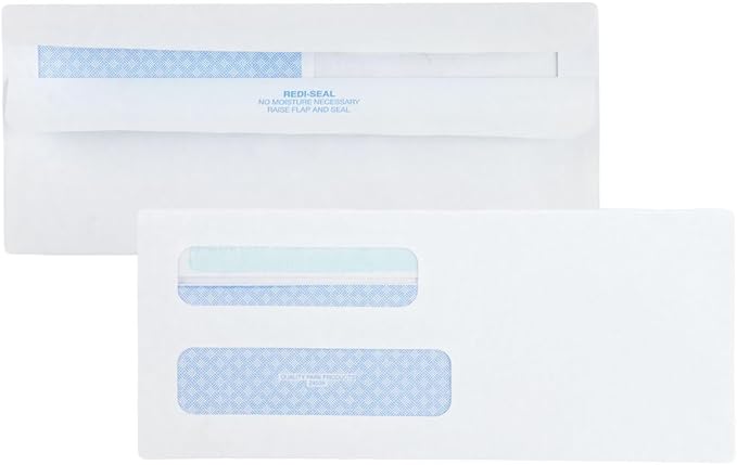 Quality Park #8 5/8 Security Envelopes,Double Window,Self Seal Envelopes for Invoices/Statements,3-5/8" x 8-5/8",24 lb White,500/Box (QUA24539),(Pack of 5)