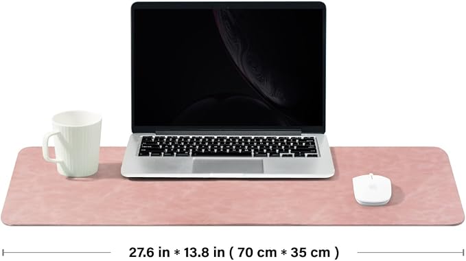 Distressed Leather Desk Mat - Non-Slip PU Desk Pad for Office and Home - Desk Organization and Accessories - Ideal for Large Mouse Pad and Desk Mats on Top of Desks(Dusty Rose,27.6"x 13.8")