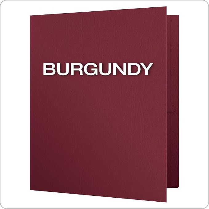Oxford Two Pocket Folders,Textured Paper,Burgundy,for School,Home,and Office,Letter Size,25 Per Box (57557),(Pack of 5)