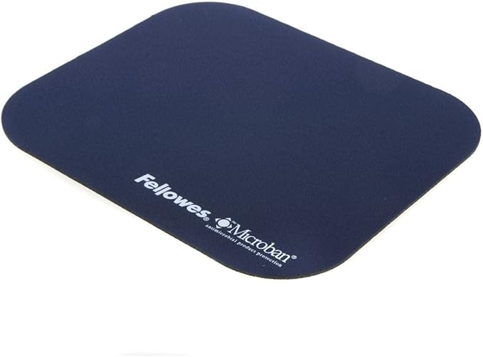 Fellowes Mouse Mat with Non-Slip Rubber Base - Mouse Pad with Antibacterial Protection - Suitable for Both Optical and Laser Mice - 199 x 232 x 2mm - Black