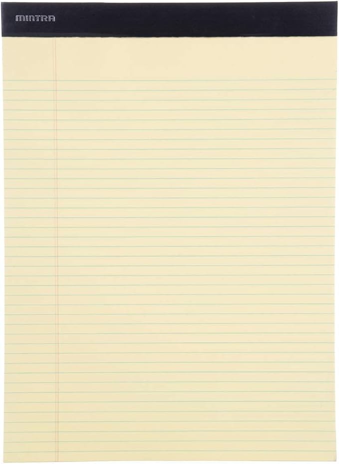 Mintra Office Canary Legal Pads - With Micro-perforated sheets, Smooth-lined paper, Ideal for Office Tasks, Assignments or Notes, Meetings, and Journaling, 6 pack Narrow Ruled, Basic Pad, 8.5"x11"