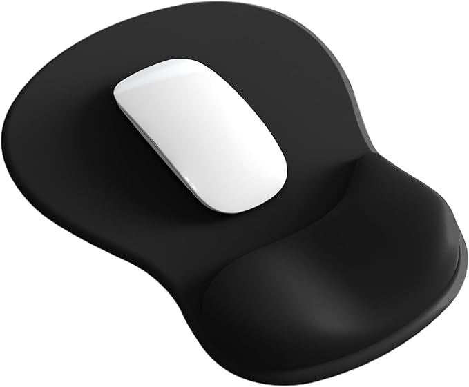 Mouse Pad with Wrist Rest,Ergonomic Mouse Pad with Comfortable Gel Wrist Rest Support and Non-Slip PU Base for Easy Typing Pain Relief, Durable and Washable(Black)